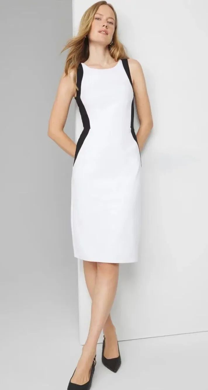 Sleeveless Colorblock Sheath Dress size 0P back and white White House black mark